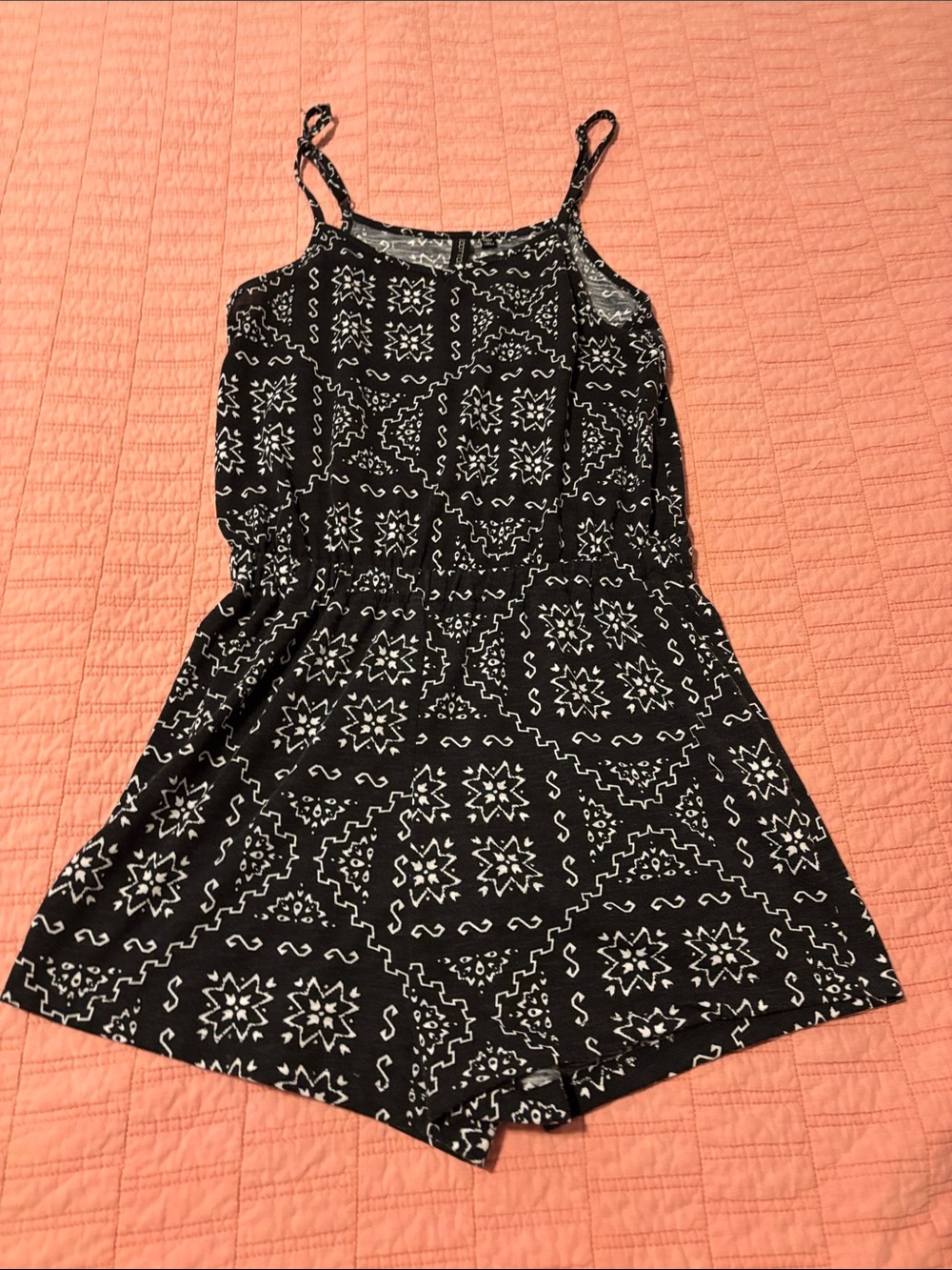 Cotton On Black and White Bandana-Print Shorts Romper